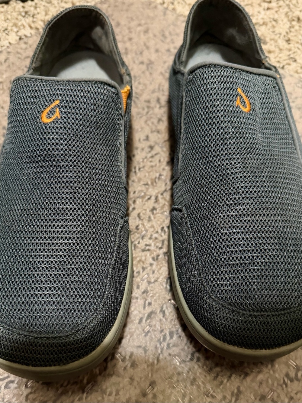 Men's Slip-On Olukai Casual Shoes - Gray with Orange Accent Size 9